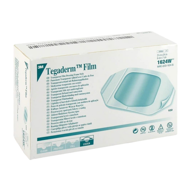 3M 1624W Tegaderm Transparent Film Dressing 6x7cm, Box of 100