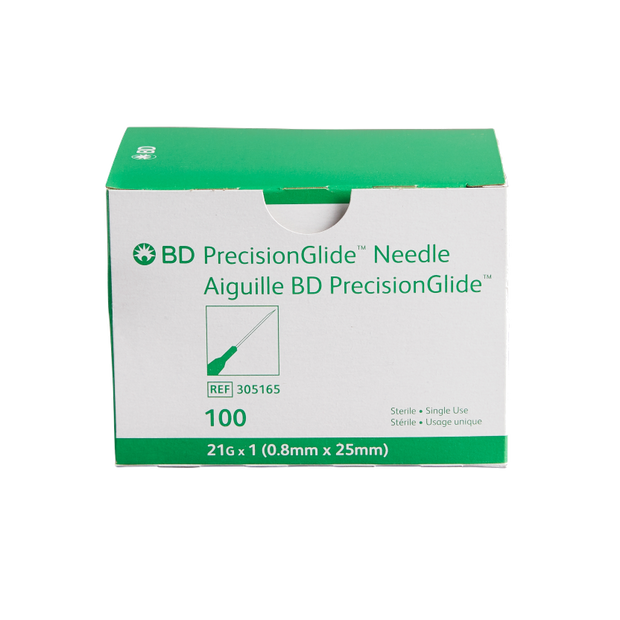 21G x 1" - BD305165 PrecisionGlide Hypodermic Needle, Box of 100